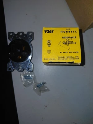 HUBBELL HBL9367 Recept,Black,50 A,2P3W,Back; Side,1PK 5Z897 - Image 1 of 2
