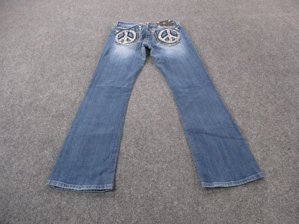 Pantalones de mezclilla Miss Me para mujer 28 pedrería corte bota bordados Y2K Preppy Peace Foto 1 de 4