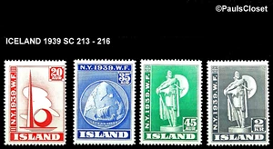 ICELAND 1939 SC 213-216 NEW YORK WORLDS FAIR ISSUE MVLH OG FINE/VERY FINE - Picture 1 of 2