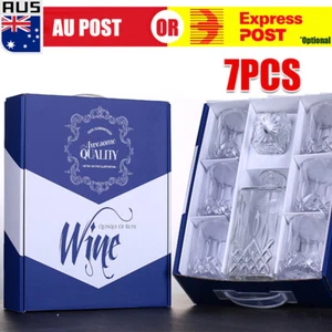 7Pcs Vintage Decanter Glass Set Liquor Whiskey Wine Lead-free Glass Carafe AU B - Picture 1 of 12