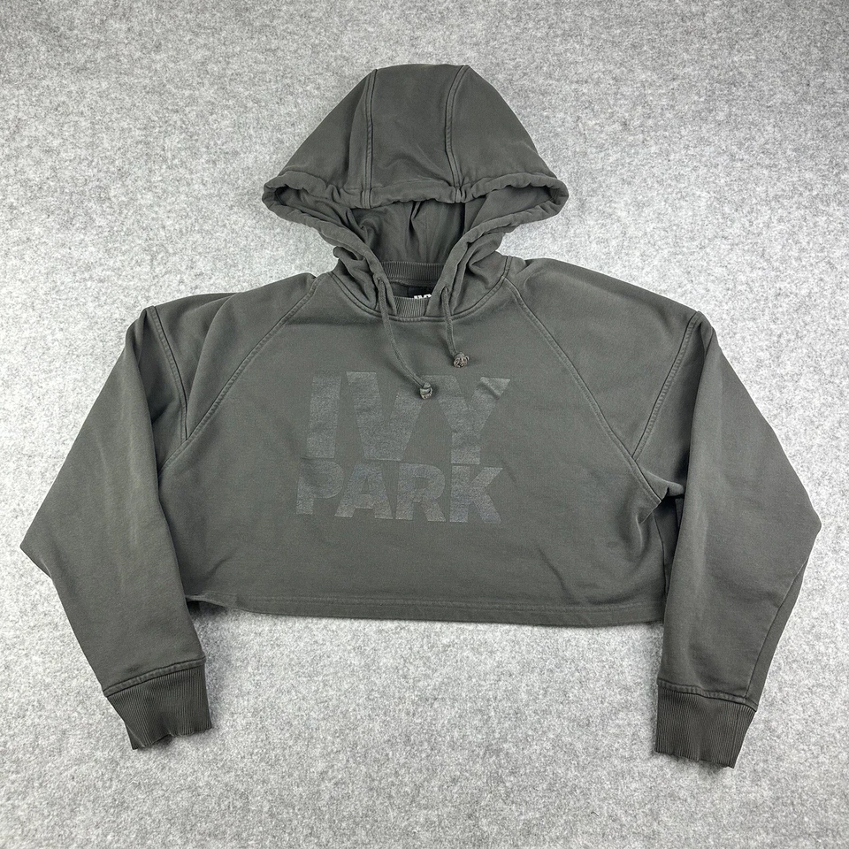 Ivy Park укороченный с капюшоном толстовка женщин M серый большого размера Streetwear толстовка с капюшоном * - Изображение 1 из 4