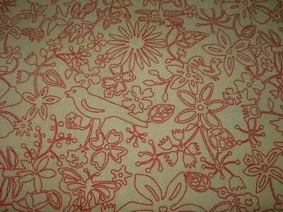 TELA TAPICERÍA CORTINAS LINO PÁJAROS FLORALES VERBENA LAVONDA 10 YARDAS POR MENOS Foto 1 de 4