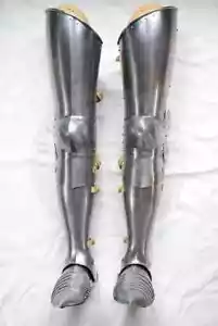 Medieval Steel Warrior Gothic Leg Armor Full Set Knight Greaves Armor x-mas gift - Picture 1 of 7