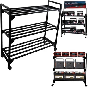 Battery Rack Car Storage Battery Holder Display Rack Storage Shelf Garage Works - Foto 1 di 9