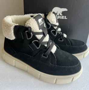 Sorel Explorer III NW Lace wasserdichte Damen-Winterstiefel aus Wildleder schwarz weiß Größe 8,5 - Bild 1 von 9