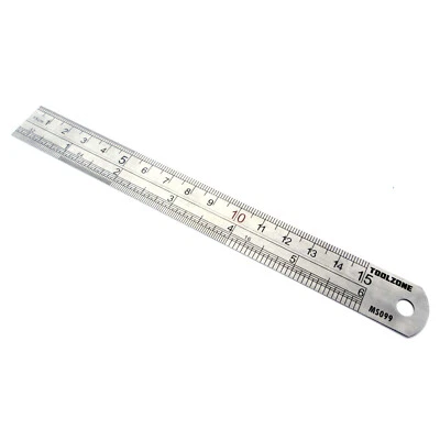 POWERTIME ONLINE 6" Metal Ruler Metric Imperial 15cm 150mm Straight Edge Stainless Steel Rule