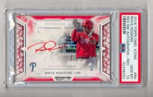 RHYS HOSKINS 2018 TOPPS DIAMOND ICONS RED INK AUTO RC #4/5 PSA 10 GEM MINT 
