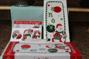 Fitz & Floyd Christmas Snow Circles Tumblers #53/133 & Server #53/125 2007 - Picture 1 of 12