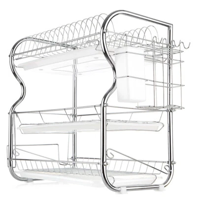 Estante para platos multifuncional de 3 niveles suministros de cocina estante de almacenamiento drenaje V9O0 Foto 1 de 4