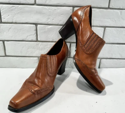 Woman Coldwater Creek Ankle Boots Booties Tan/Cognac Leather Size 8.5M Western - Image 1 of 4