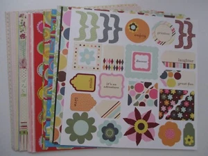 27 Paper 12x12 Paper For Scrapbook + die cuts SPRING FLORAL HAPPY BIRTHDAY - Picture 1 of 11