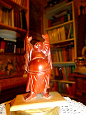 Feng Shui, fröhlicher kleiner chinesischer Buddha Holz um 1900/20 Nachlass