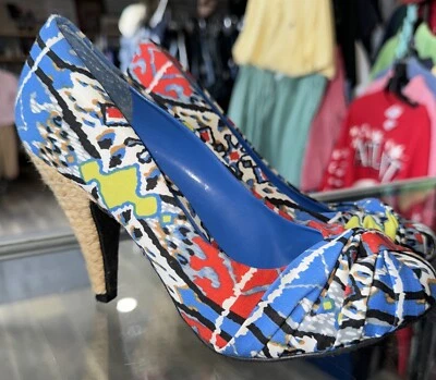 Rocket Dog Womens C249 Size 7 Multicolor Fabric Slip On Heel Pumps - Image 1 of 4