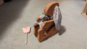 Geschnitzter Holzhase Kaninchen Rustikal Land Primative Ostern Urlaub Deko - Bild 1 von 4