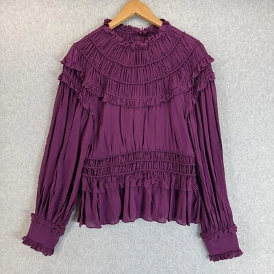 Blusa Farm Rio de babado manga longa blusa roxa feminina tamanho grande - Imagem 1 de 4