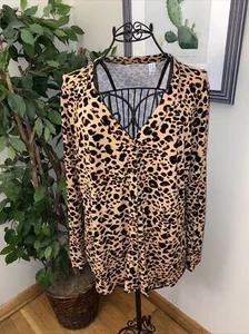 Isaac Mizrah Live - 1X Women’s Leopard Print Blouse - Picture 1 of 7