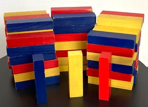Lotof 76, yellow, red and blue, rectangular wooden blocks - Picture 1 of 12
