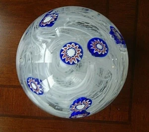 Vintage John Gentile Kunst Glas Millefiori Sterne Briefbeschwerer weiße Stränge - Bild 1 von 5