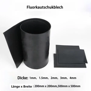 Zuschnitt Gummi Viton FKM 3mm 75°Sh Säure Basen Öl Fett Benzin bis 260°C - Picture 1 of 7