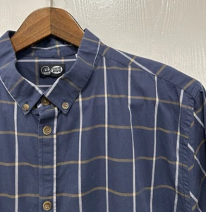 Cheap Monday Men’s Long Sleeve Shirt Blue Plaid Large - Picture 1 of 11