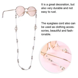 Elegant Artificial Pearl Eyeglasses Cord Alloy Anti-Slip Strap Rope Glasses - Picture 1 of 9