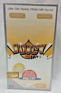 1 Schachtel JUICY JAY'S Superfine 1 1/4 Blättchen Vanilla Ice mit kostenlosem LED-Leuchttablett - Bild 1 von 2