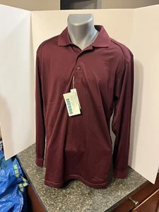 ePerformance Men’s LS Polo Golf Shirt Large Maroon Polyester NWT - Picture 1 of 12