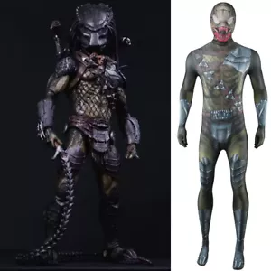 Cosplay Aliens Wolf Predator Mask Jumpsuit Superhero Adult Kids Bodysuit Zentai - Picture 1 of 12