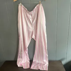 Brigi EE. UU. Pijama Pantalones Ropa de Dormir Satinado Salón Rayas Rosa Blanco Talla Grande 1X - Imagen 1 de 6