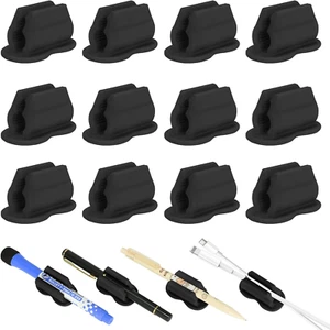 12PCS Pen Holder for Desk, Upgraded Adhesive Pen Pencil Holder for Desk Wall Cli - Picture 1 of 12
