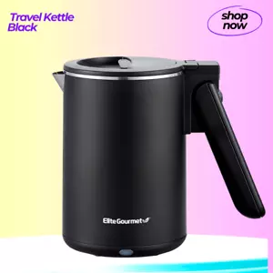 Elite Gourmet EKT719, 0.6L Stainless Steel Travel Kettle, Black - Picture 1 of 7