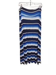 Blue Striped Skirt Size L Merona White Stretch Maxi Long Y2K Pull On Boho Casual - Picture 1 of 5