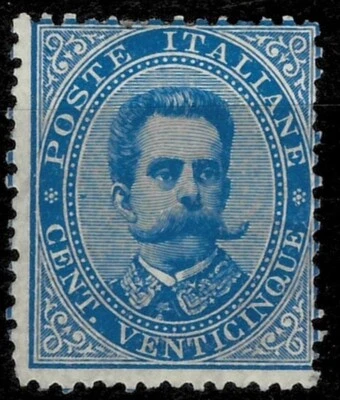 Италия 1879 ☀ 25 c синий / король Умберто I 25c SASSONE N. 40 600e ☀ MH штамп - Изображение 1 из 2