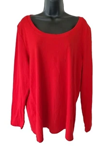 Ava & Viv Women’s Long Sleeve Shirt 1X Red Scoop Neck Pullover New With Tags - Picture 1 of 10