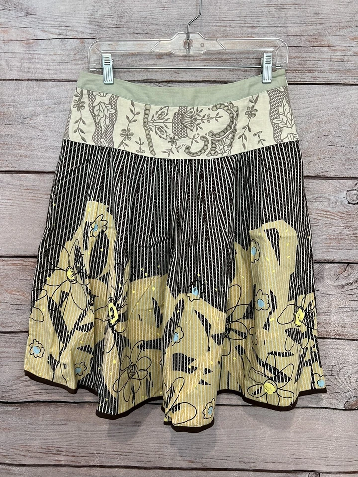 Falda CAbi #917 Treasure amarilla/marrón/azul floral/rayas/lunares sin forro usada en excelente estado 6 Foto 1 de 4