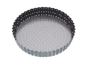 MASTERCLASS QUICHE TART TIN FLUTED PERFORATED CRUSTYBAKE NONSTICK LOOSEBASE 23CM - Picture 1 of 7