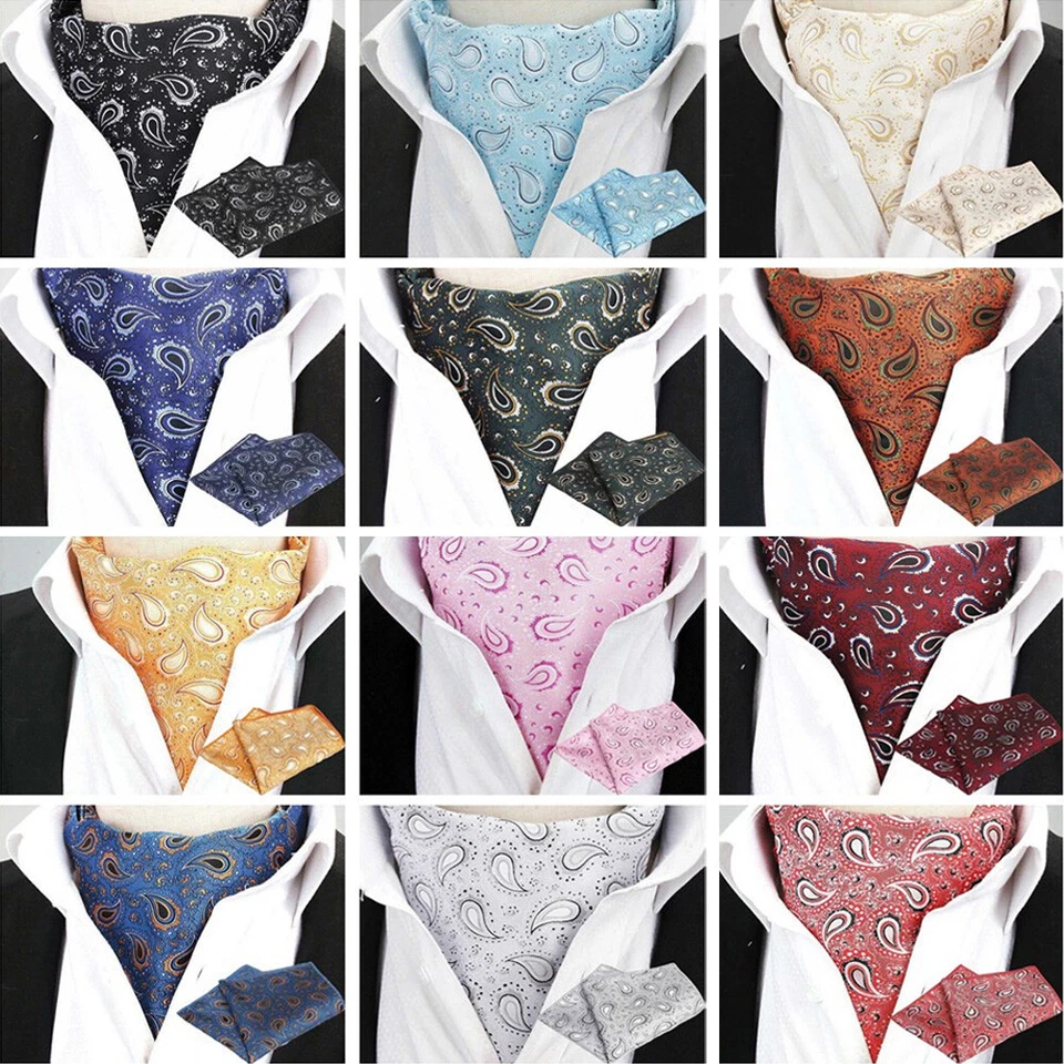 Мужской классический галстук с цветком пейсли галстук аскот комплект свадебная вечеринка галстук лот   - Изображение 1 из 1