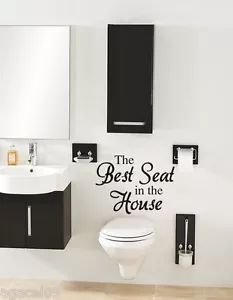 DER BESTE SITZ... BAD WC WAND ZITAT VINYL AUFKLEBER SCHABLONE WANDBILD GRAFIK - Bild 1 von 4