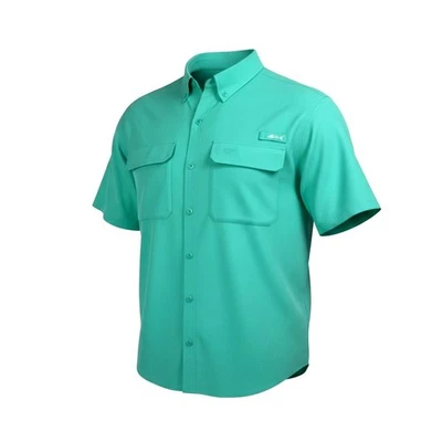Camisa de pesca de manga corta Silver Bait para hombre color verde azulado UPF protección solar talla L Foto 1 de 4