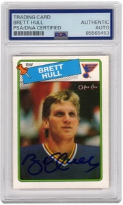 Brett Hull Signed St Louis Blues 1988 O-Pee-Chee Rookie Hockey Card #66 - (PSA) - Picture 1 of 2
