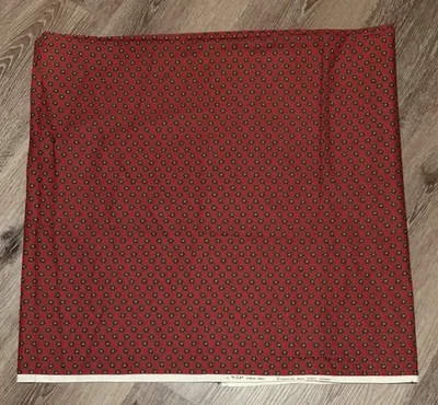 Cranston Print Works VIP Screen Print Cotton Red Floral Green 2 Yds 44” W - Image 1 of 4