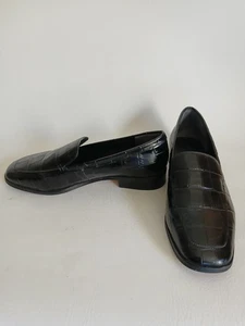 Damen-Halbschuhe J Crew schwarz Leder eckige Zehenpartie Größe 8M flacher Absatz - Bild 1 von 16