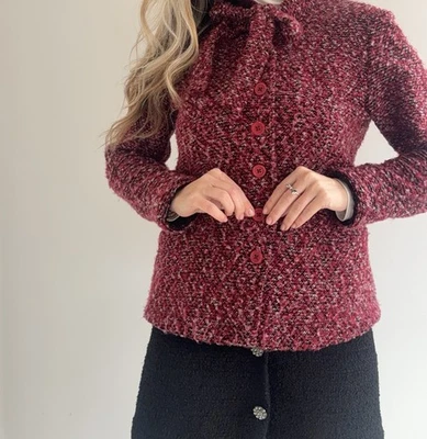 Vintage Joan Rivers Red Acrylic Jacket Women’s Size S Classic Blazer 80s Style - Image 1 of 4