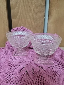2er Set Imperial Glas Cape Cod klar niedrig Sherbet Schale Oblate Stiel Vintage 3,25" - Bild 1 von 4