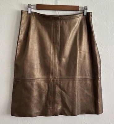 Plein Sud винтажная кожаная юбка с подкладкой коричневый металлик новый с Ярлыками Франция размер 42 / 10 - Изображение 1 из 4