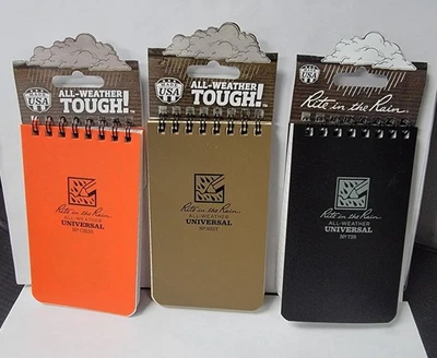 Rite in the Rain Notebook - 3" x 5" Top Spiral - Black, Orange, Flat Dark Earth