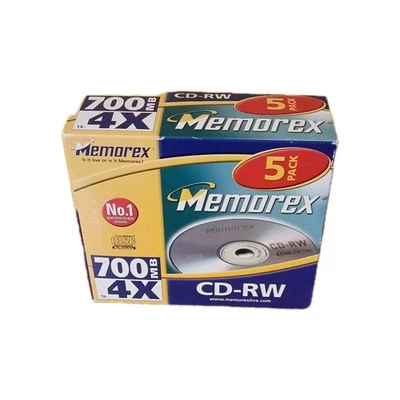 Memorex Cd-Rw Rewritable 700Mb X4 5 Pack Brand New Vintage  - Image 1 of 4