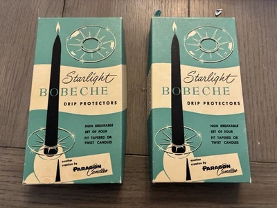 Juego de 4 X 2 protectores contra goteo de velas Starlight transparentes vintage Paragon Bobeche Foto 1 de 3