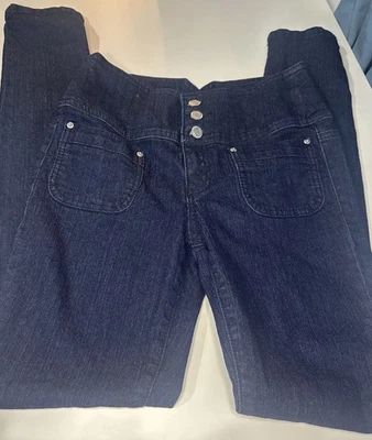 Почти знаменитые джинсы Junior's размер 7 высокая посадка узкие темная стирка - Изображение 1 из 4
