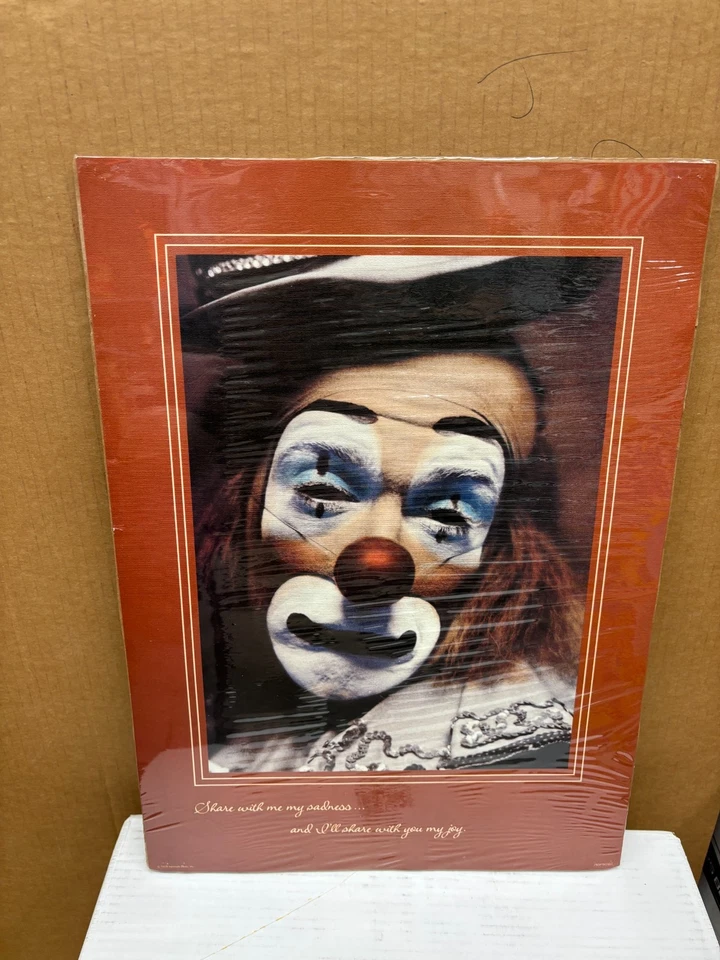VINTAGE CIRCUS POSTER OF EMMETT KELLY SAD CLOWN 14X20 - Image 1 of 1